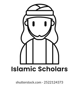 Islâmica Scholars avatar estilo de desenho de personagens de desenhos animados, Editável vetor traçado contorno.