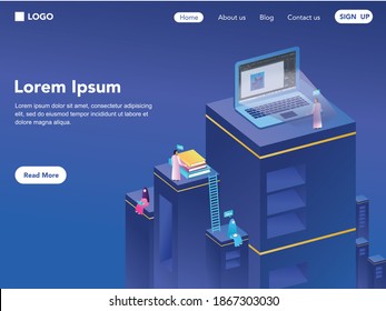 
Islamic school with holy quran and technology landing page