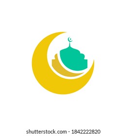 Diseño del logo de la escuela islámica con icono o símbolo de la plantilla de la mezquita