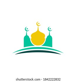 Diseño del logo de la escuela islámica con icono o símbolo de la plantilla de la mezquita