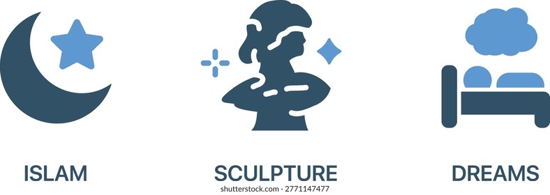 Islamic sculpture of a man in blue with star and diamond symbols