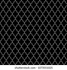 Islamic seamless circular geometric figures ornament pattern design. Vintage stylish luxury trellis decorative seamless background. Vector grid surface with repeated rounded shapes.