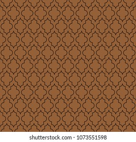 Islamic seamless circular geometric figures ornament pattern design. Vintage stylish luxury trellis decorative seamless background. Vector grid surface with repeated rounded shapes.