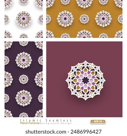 Islamisches nahtloses Blumenmuster Hintergrund Vektorgrafik Design für Bildschirmhintergrund, Banner, Cover, Karte, Illustration usw