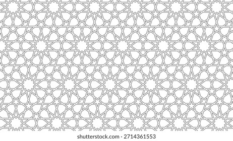 Modelo geométrico inconsútil islámico en estilo árabe auténtico. Ilustración vectorial. Patrón del Islam en el fondo verde para el Anuncio de Ramadán, textura del telón de fondo para Eid.