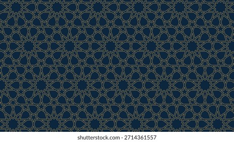 Modelo geométrico inconsútil islámico en estilo árabe auténtico. Ilustración vectorial. Patrón del Islam en el fondo verde para el Anuncio de Ramadán, textura del telón de fondo para Eid.