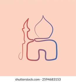 islamic seamless icon. Icon with blue and red color gradations. line art islamic icon