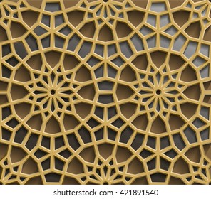 Islamic seamless oriental pattern, Abstract vector seamless ornament. Vector muslim background. east motif, indian ornament, persian motif, 3D. Can be used for wallpaper, web design, wedding cards 