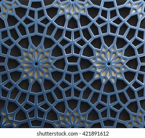 Islamic seamless oriental pattern, Abstract vector seamless ornament. Vector muslim background. east motif, indian ornament, persian motif, 3D. Can be used for wallpaper, web design, wedding cards 