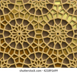 Islamic seamless oriental pattern, Abstract vector seamless ornament. Vector muslim background. east motif, indian ornament, persian motif, 3D. Can be used for wallpaper, web design, wedding cards 