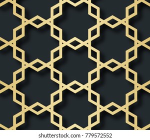 Islamic seamless pattern with 3D effect for the festive design of the brochure, website, print. Vector illustration