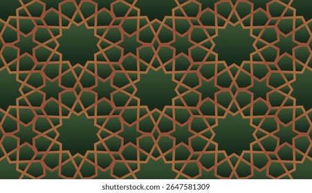 Islamic seamless pattern colorful gold green 3d texture geometric decorative ornamental muslim islam vector fabric textile paper print