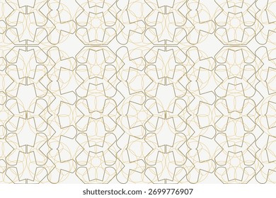  Modelo inconsútil islámico que destaca la geometría sagrada con las estrellas finas de la línea y las teselaciones del polígono, perfectas para los Fondos de pantalla lujosos, la decoración moderna, los fondos digitales, el diseño de empaquetado superior
