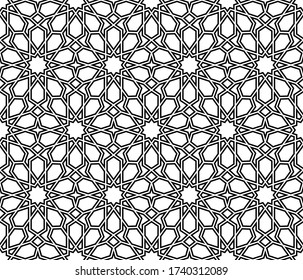 Islamic seamless pattern. Laser cut. Islam star. Moroccan prints for laser cutting. Morocco. Arabic style. Persian background. Traditional muslim symbol. Arabesque girih ornate design. Arabian motif 