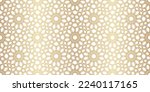 Islamic seamless pattern. Repeating gold arabesque background. Repeated morocco golden motif for design prints. Repeat arabian texture. Arab ornate girih patern. Ornament stars. Vector illustration