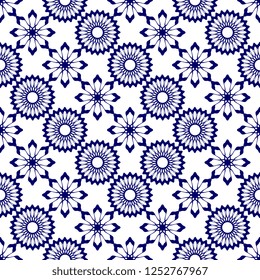 Islamic seamless pattern vector illustration blue and white colors