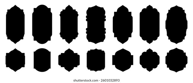 Islamic shape door or window. Muslim architecture mosque gates. Rajasthani style backdrop frames. Beautiful window arcs for Ramadan Kareem. 