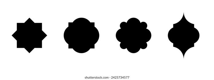 Islamic Shape set. Silhouette of Islamic Bagde. Ramadan kareem icon.