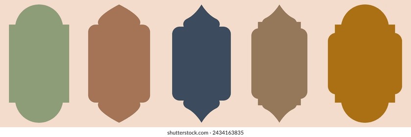 Islamic shape of windows or door arch. Arab frame set. Ramadan kareem silhouette icons
