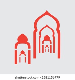 Islamic shape of windows or door arch and Mosque dome icon silhouette. Concept of faith, religion