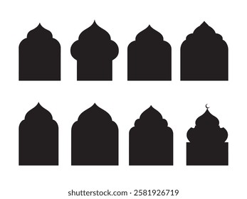 Islamic shape windows set isolated on white background. Vector realistic illustration of traditional islam mosque or ramadan window, middle east architecture