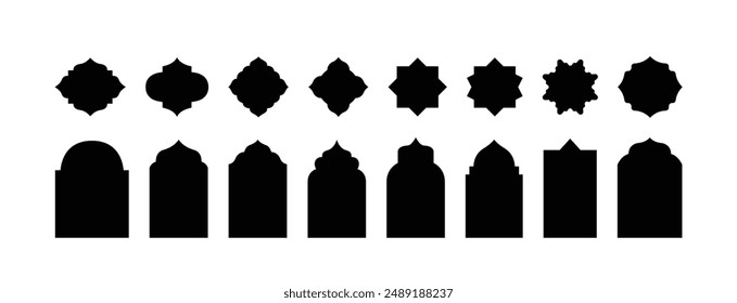islamic shapes black vector illustration isolated white background