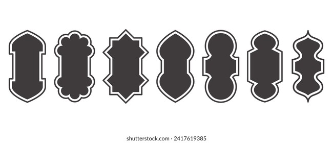 Islamic shapes Ramadan window frame design. Turkish and Indian vector ornament. Arabic door arch. Oriental architecture elements
