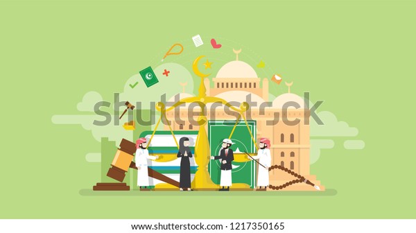 Islamic Sharia\
Financial Law Tiny People Character Concept Vector Illustration,\
Suitable For Wallpaper, Banner, Background, Card, Book\
Illustration, And Web Landing\
Page