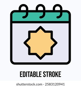 Islamic Sign Calendar Vector Icon. Ramadan Symbol Isolated Vector Icon.