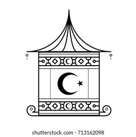 Islamic sign on lantern. adult coloring page.