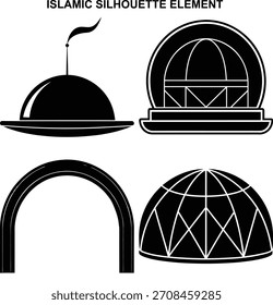 Elementos de diseño de silueta islámica en formato de Vector monocromo