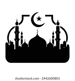 Islamische Silhouetten-Moschee bei Dämmerung Vektor