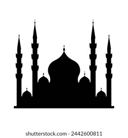 Mezquita de silueta islámica en el crepúsculo vector