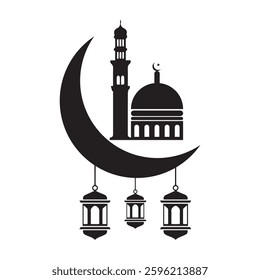 Islamic silhouette vector design on white background