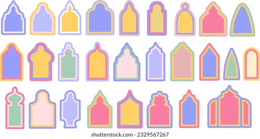  Islamic silhouettes doors, Arabic windows template, Boho style shields