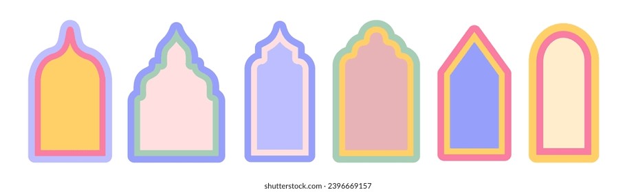 Islamic silhouettes doors, Arabic windows template, Boho style shields