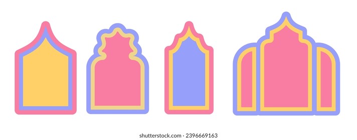 Islamic silhouettes doors, Arabic windows template, Boho style shields