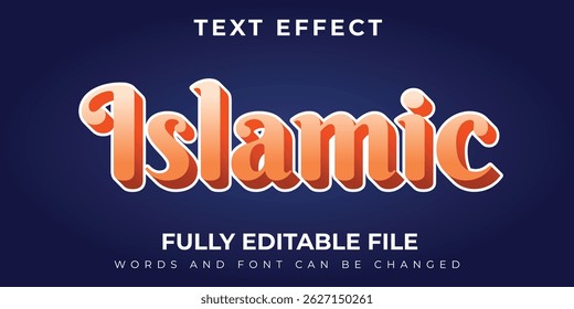 Design de efeito de texto simples islâmico com plano de fundo azul