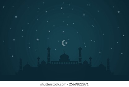 Islamic Skyline with Minarets and Domes at Night Perfect for Ramadan Background