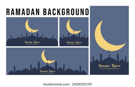 Islamic Social media background set  For Holy Ramadan Day. Vector emblem ramadan day.