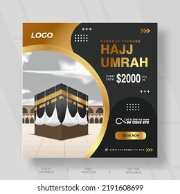 Islamic Social Media Post Hajj Umrah Stock Vector (Royalty Free ...