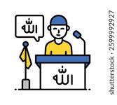 Islamic speech vector filled outline icon. EPS 10 file