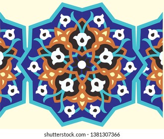 Islamic square geometric repeating patterns are very flexible.  They have been used often in wall decorations, windows, panels, columns, stained glass, tiles, rugs, ceilings and floor decorations.