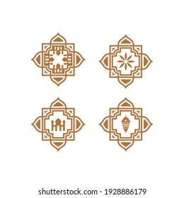 Islamic Stained Glass Pattern Mosaic symbol logo design