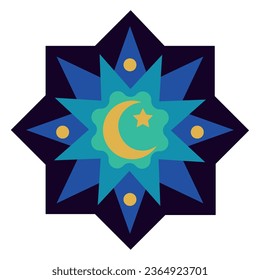 islamic star bright moon isolated icon