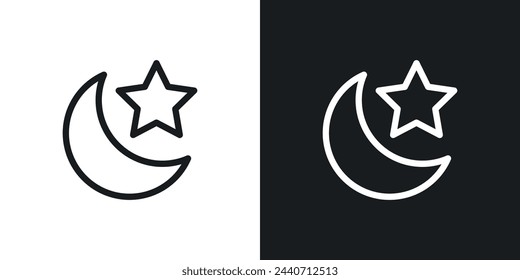 Islamic Star and Crescent Symbols. Representation of Muslim Faith and Celestial Bodies.