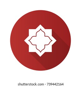 Islamic star flat design long shadow glyph icon. Muslim art. Vector silhouette illustration