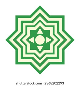 islamic star green illustration vector isolated