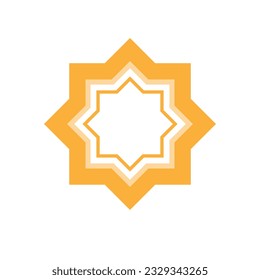 islamic star icon flat simple yellow color design on white background..eps