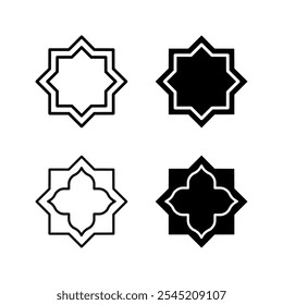 Conjunto de iconos de estrella islámica. ilustración plana de icono de Vector de estrella para color de Web editable